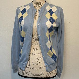 Brooks Brothers Blue Argyle Cardigan